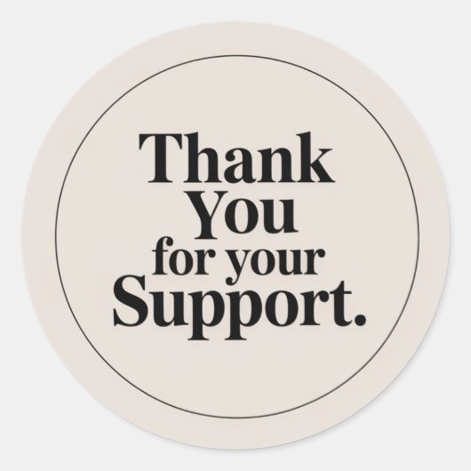 Neutral Minimalist Thank You Sticker | Beige ラウンドシール (正面)