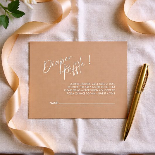 Neutral Modern Baby Shower Diaper Raffle エンクロージャーカード