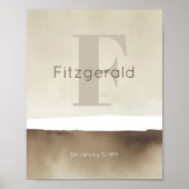 Neutral Modern Custom Last Name Wall Art Print  ポスター (正面)