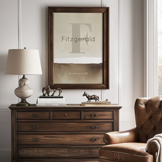Neutral Modern Custom Last Name Wall Art Print  ポスター