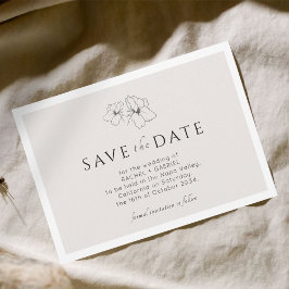 Neutral | Modern Gold Floral Flat Save The Date  セーブザデート