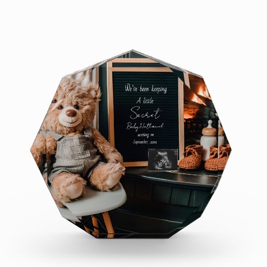 Neutral modern minimal pregnancy announcement gift フォトブロック (正面)