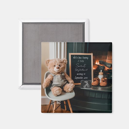 Neutral modern minimal pregnancy announcement gift マグネット (正面/裏面)