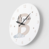Neutral Monogram Baby Name Wall Clock ラージ壁時計 (傾斜)