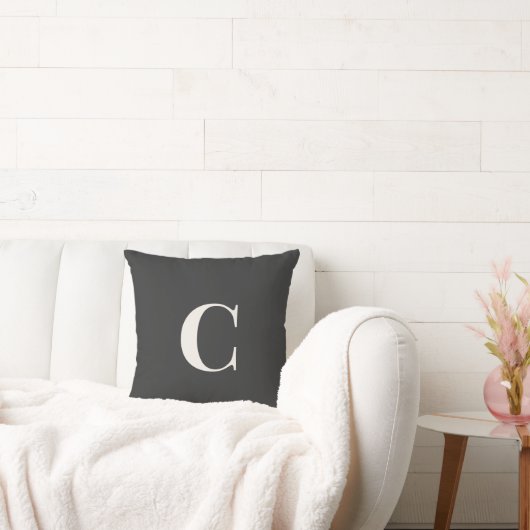 Neutral Monogram Dorm Pillow | Ivory & Gray クッション (ソファ)