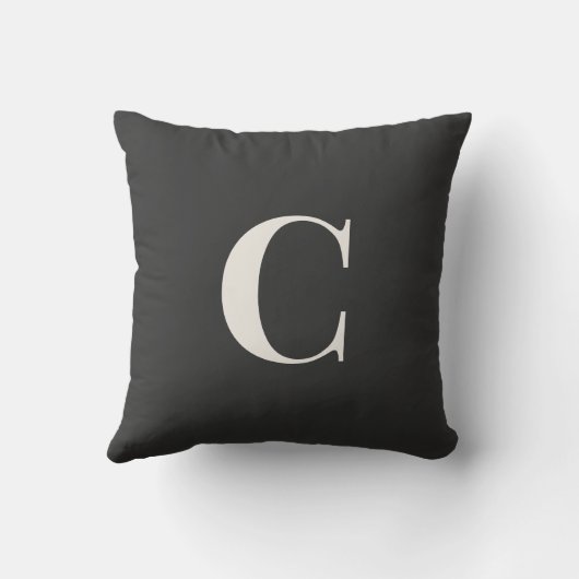 Neutral Monogram Dorm Pillow | Ivory & Gray クッション (裏面)