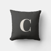 Neutral Monogram Dorm Pillow | Ivory & Gray クッション (正面)
