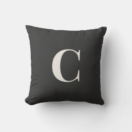 Neutral Monogram Dorm Pillow | Ivory & Gray クッション