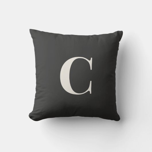 Neutral Monogram Dorm Pillow | Ivory & Gray クッション (正面)