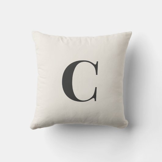 Neutral Monogram Dorm Pillow | Ivory & Gray クッション (裏面)