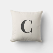 Neutral Monogram Dorm Pillow | Ivory & Gray クッション (正面)