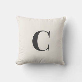 Neutral Monogram Dorm Pillow | Ivory & Gray クッション