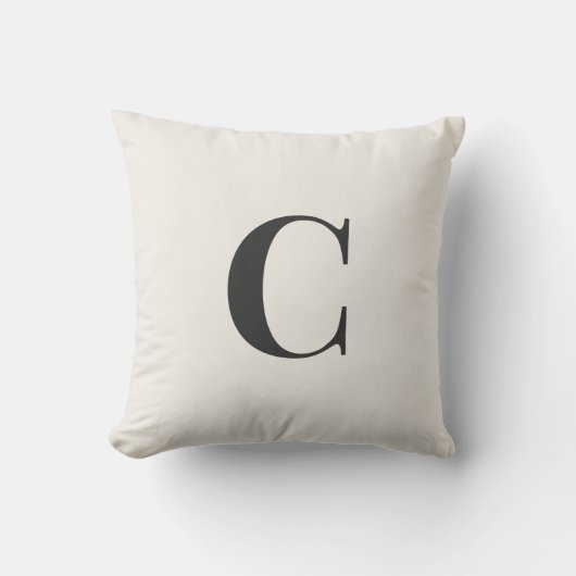 Neutral Monogram Dorm Pillow | Ivory & Gray クッション (正面)