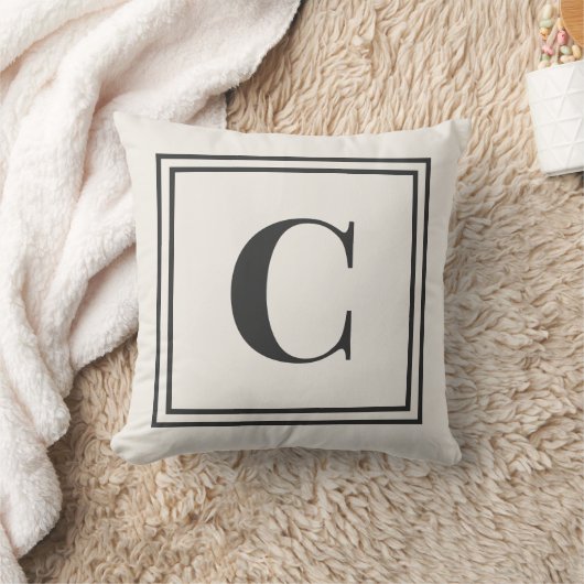 Neutral Monogram Dorm Pillow | Ivory & Gray クッション (ブランケット)