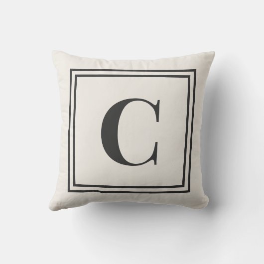 Neutral Monogram Dorm Pillow | Ivory & Gray クッション (裏面)