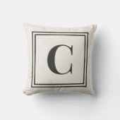 Neutral Monogram Dorm Pillow | Ivory & Gray クッション (正面)