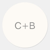 Neutral Monogram Modern Wedding ラウンドシール (正面)