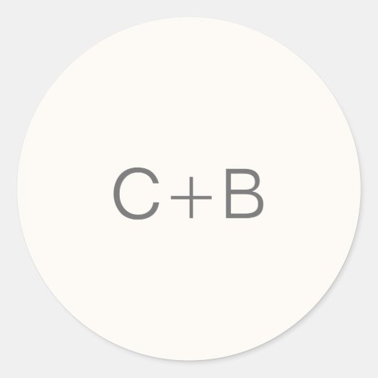 Neutral Monogram Modern Wedding ラウンドシール (正面)