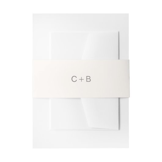 Neutral Monogram Modern Wedding 招待状ベリーバンド (正面例)