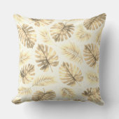 Neutral Monstera and Palm Leaves Pattern クッション (正面)