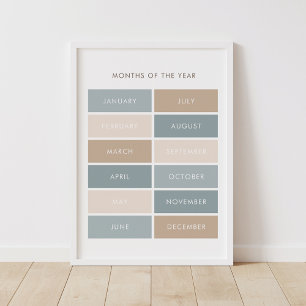 Neutral Months of the Year Classroomポスター ポスター