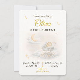 Neutral Moon Baby Shower Invitation Editable 招待状