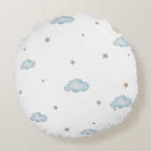 Neutral Moon Nursery Pillow with Custom Name Beige ラウンドクッション (裏面)