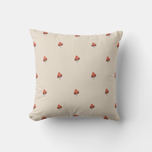 Neutral Mushroom Pattern Pillow クッション (正面)