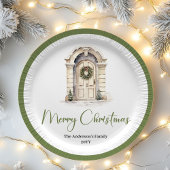 Neutral Nordic Christmas Script Personalized Plate ペーパープレート