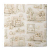 Neutral Nursery Teddy Bear Room Beige Pattern タイル (正面)