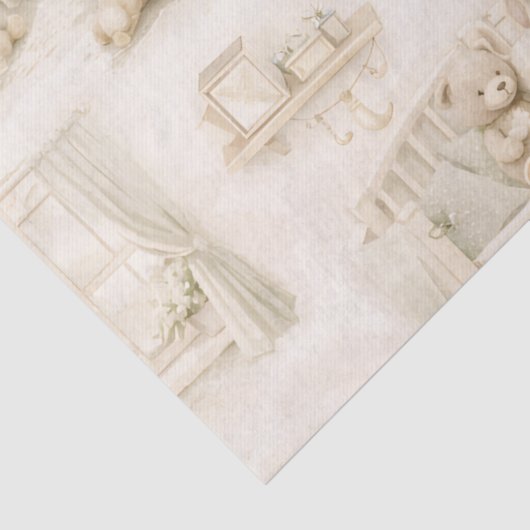 Neutral Nursery Teddy Bear Room Beige Pattern 薄葉紙 (詳細)