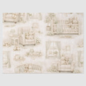 Neutral Nursery Teddy Bear Room Beige Pattern 薄葉紙 (正面)