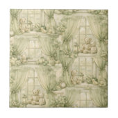 Neutral Nursery Teddy Bear Room Beige Pattern (2) タイル (正面)