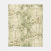 Neutral Nursery Teddy Bear Room Beige Pattern (2) フリースブランケット (正面)