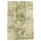 Neutral Nursery Teddy Bear Room Beige Pattern (2) ミディアムペーパーバッグ (裏面)