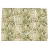 Neutral Nursery Teddy Bear Room Beige Pattern (2) ラージペーパーバッグ (裏面)