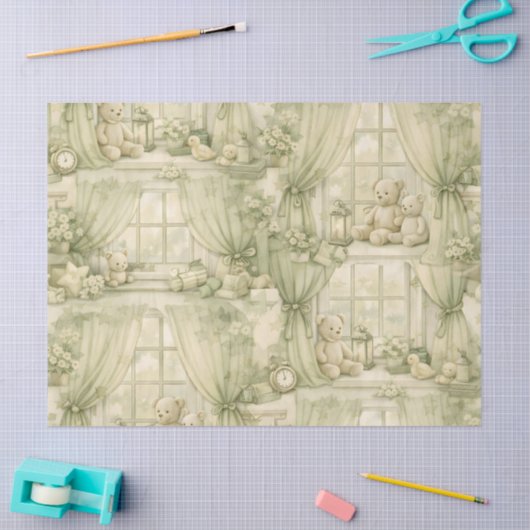 Neutral Nursery Teddy Bear Room Beige Pattern (2) 薄葉紙 (クラフト)