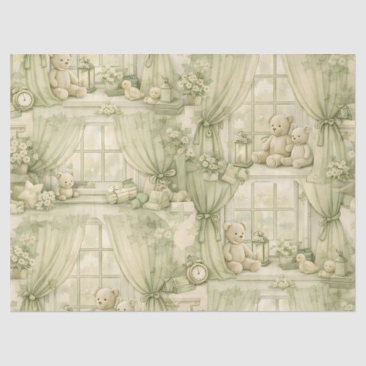 Neutral Nursery Teddy Bear Room Beige Pattern (2) 薄葉紙 (正面)