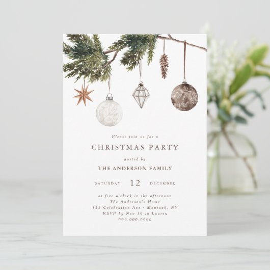 Neutral Ornaments Christmas Party 招待状 (スタンド正面)