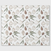 Neutral Ornaments Pine Holiday Christmas Trees  ラッピングペーパー (フラット)