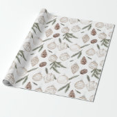 Neutral Ornaments Pine Holiday Christmas Trees  ラッピングペーパー (アンロールド)