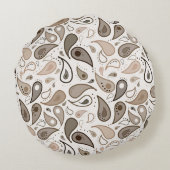 Neutral Paisley Pattern 16 x 16 Round Throw Pillow ラウンドクッション (裏面)