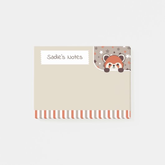 Neutral Palette Cute Red Panda Peekabo Your Notes ポストイット (正面)