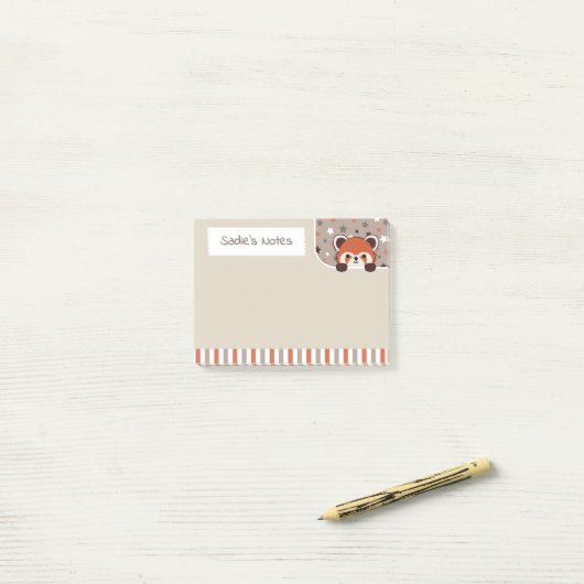 Neutral Palette Cute Red Panda Peekabo Your Notes ポストイット (デスク上)