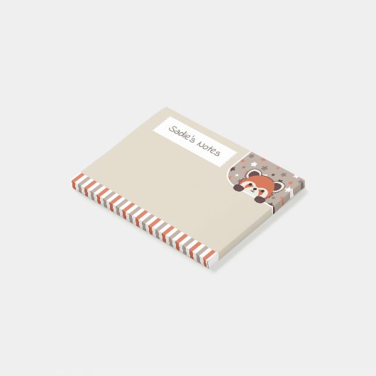 Neutral Palette Cute Red Panda Peekabo Your Notes ポストイット (アングル)