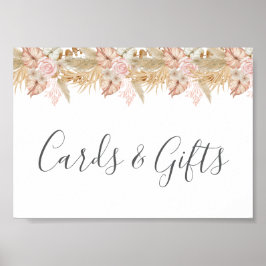 Neutral Palm and Pampas Flower Decor Wedding ポスター