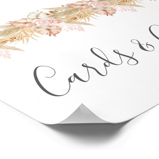 Neutral Palm and Pampas Flower Decor Wedding ポスター (角)