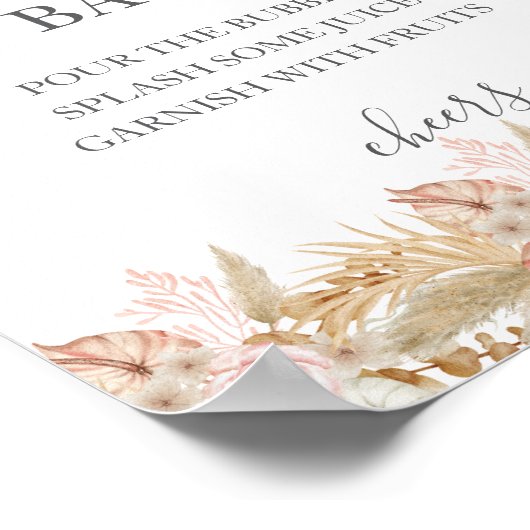 Neutral Palm and Pampas Flower Decor Wedding ポスター (角)