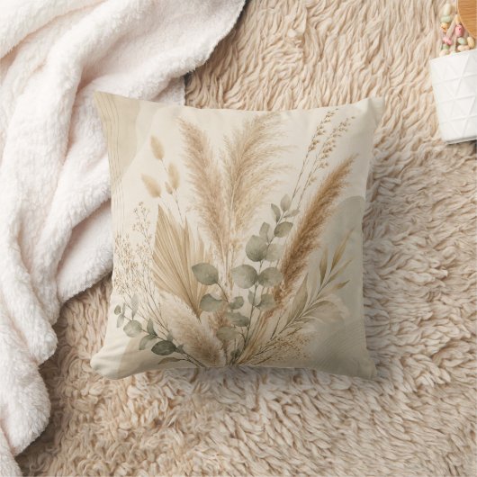 Neutral Pampas Grass Cushion クッション (ブランケット)