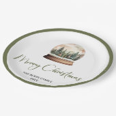 Neutral Pastel Christmas Family Name Holiday Plate ペーパープレート (アングル)